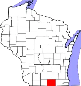 Localizare Comitatului Rock în statul Wisconsin