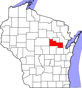 Localizare Comitatului Shawano în statul Wisconsin