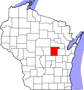 Localizare Comitatului Waupaca în statul Wisconsin