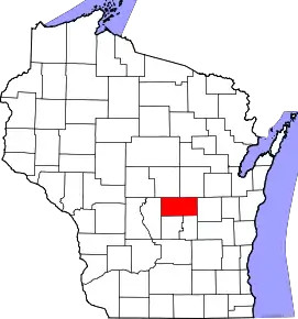 Localizare Comitatului Waushara în statul Wisconsin