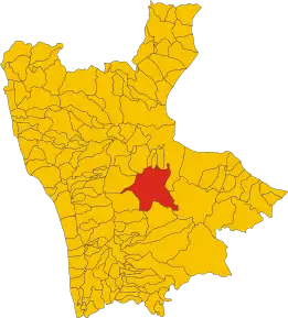 Poziția comunei în cadrul provinciei
