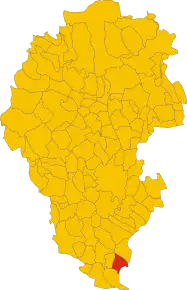 Poziția comunei în cadrul provinciei