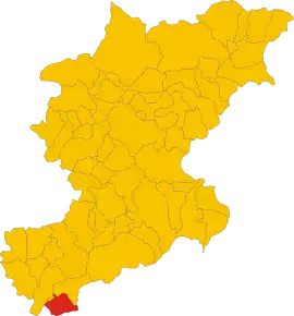 Poziția comunei în cadrul provinciei