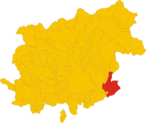 Poziția comunei în cadrul provinciei