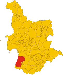 Poziția comunei în cadrul provinciei