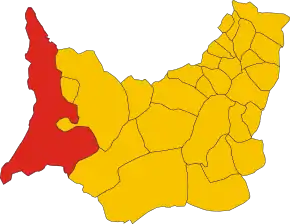 Poziția comunei în cadrul provinciei