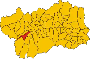 Poziția comunei în cadrul provinciei