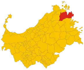 Poziția comunei în cadrul provinciei