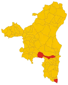Poziția comunei în cadrul provinciei