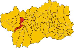 Poziția comunei în cadrul provinciei