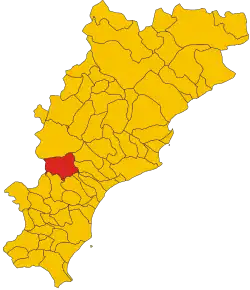 Poziția comunei în cadrul provinciei