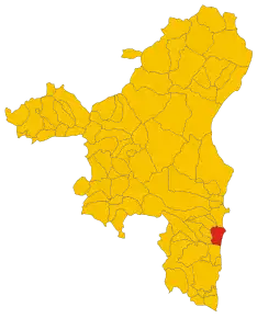 Poziția comunei în cadrul provinciei