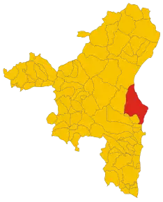 Poziția comunei în cadrul provinciei