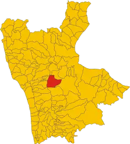 Poziția comunei în cadrul provinciei