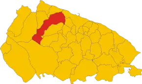 Poziția comunei în cadrul provinciei