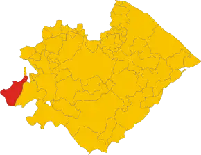 Poziția comunei în cadrul provinciei