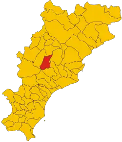 Poziția comunei în cadrul provinciei