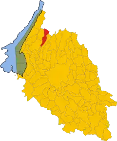 Poziția comunei în cadrul provinciei