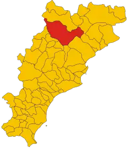 Poziția comunei în cadrul provinciei