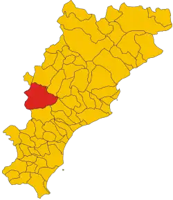Poziția comunei în cadrul provinciei