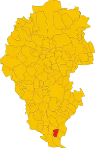 Poziția comunei în cadrul provinciei