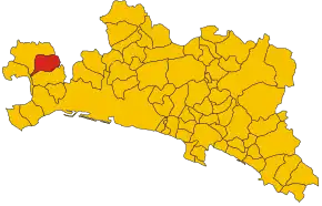Poziția comunei în cadrul provinciei
