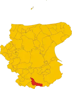 Poziția comunei în cadrul provinciei