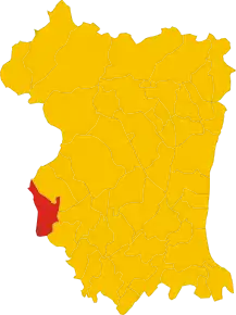 Poziția comunei în cadrul provinciei