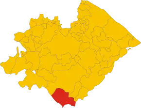 Poziția comunei în cadrul provinciei