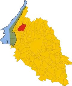 Poziția comunei în cadrul provinciei
