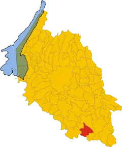 Poziția comunei în cadrul provinciei