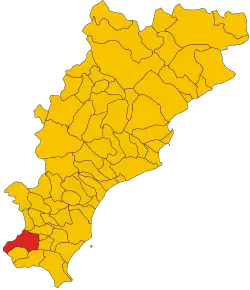 Poziția comunei în cadrul provinciei