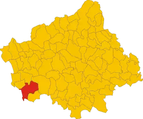 Poziția comunei în cadrul provinciei