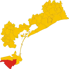 Poziția comunei în cadrul provinciei