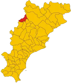 Poziția comunei în cadrul provinciei