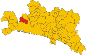 Poziția comunei în cadrul provinciei