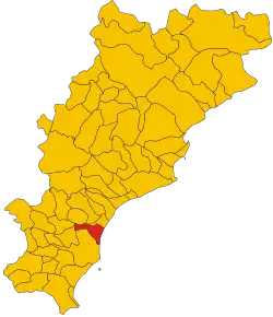 Poziția comunei în cadrul provinciei
