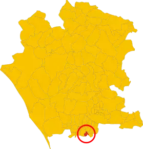 Poziția comunei în cadrul provinciei