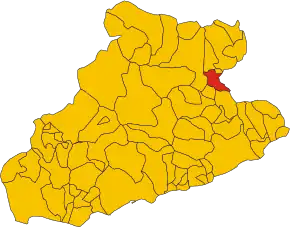 Poziția comunei în cadrul provinciei