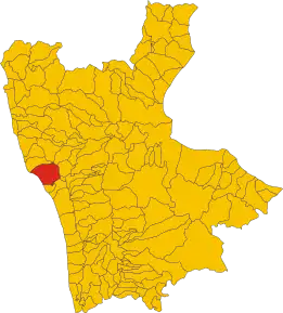 Poziția comunei în cadrul provinciei