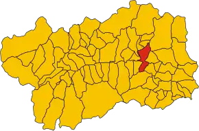 Poziția comunei în cadrul provinciei