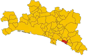 Poziția comunei în cadrul provinciei