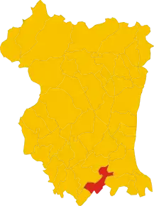 Poziția comunei în cadrul provinciei