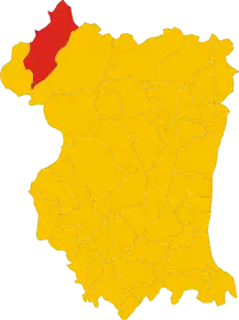 Poziția comunei în cadrul provinciei