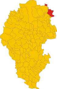 Poziția comunei în cadrul provinciei