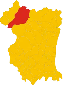 Poziția comunei în cadrul provinciei