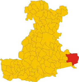 Poziția comunei în cadrul provinciei