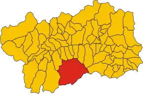 Poziția comunei în cadrul provinciei