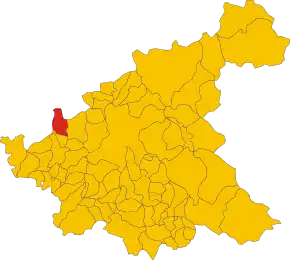 Poziția comunei în cadrul provinciei