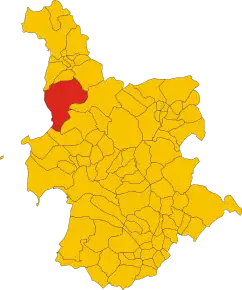 Poziția comunei în cadrul provinciei